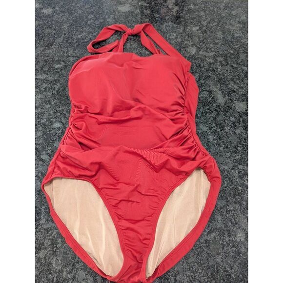 Hermoza Marilyn‎ Square Neck Ruched One-Piece Swimsuit women's 14 red - Picture 1 of 7